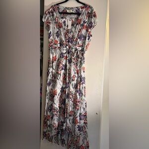 Anthropologie Floral Print Maxi Dress - Purple and Red